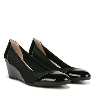 LifeStride Women's Juliana Patent Cap Toe WedgeWide fit size 9.5M, Black